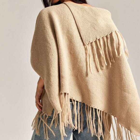 Apricot Casual Women's Warm Fringe Knit Oversized Sweater - Picture 4 of 8